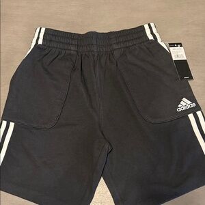 Adidas - Boy’s Black Athletic Shorts with White 3-Stripe